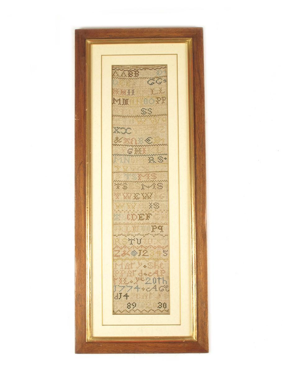 Appraisal: A George III band needlework sampler