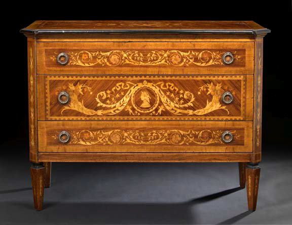 Appraisal: Italian Walnut and Mixed Woods Commode in the Louis XVI