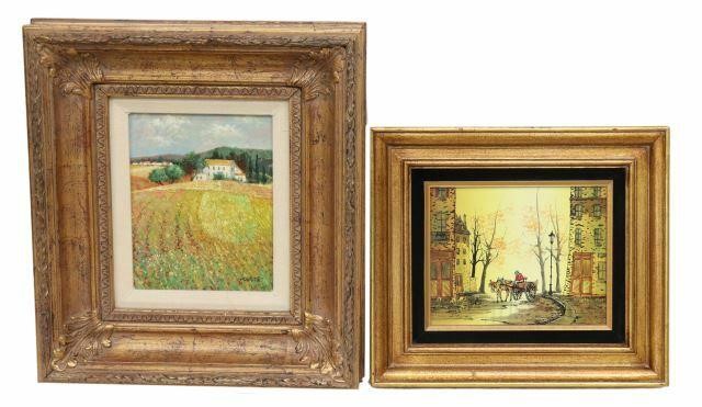 Appraisal: lot of Framed paintings on canvas including Provincial Field signed