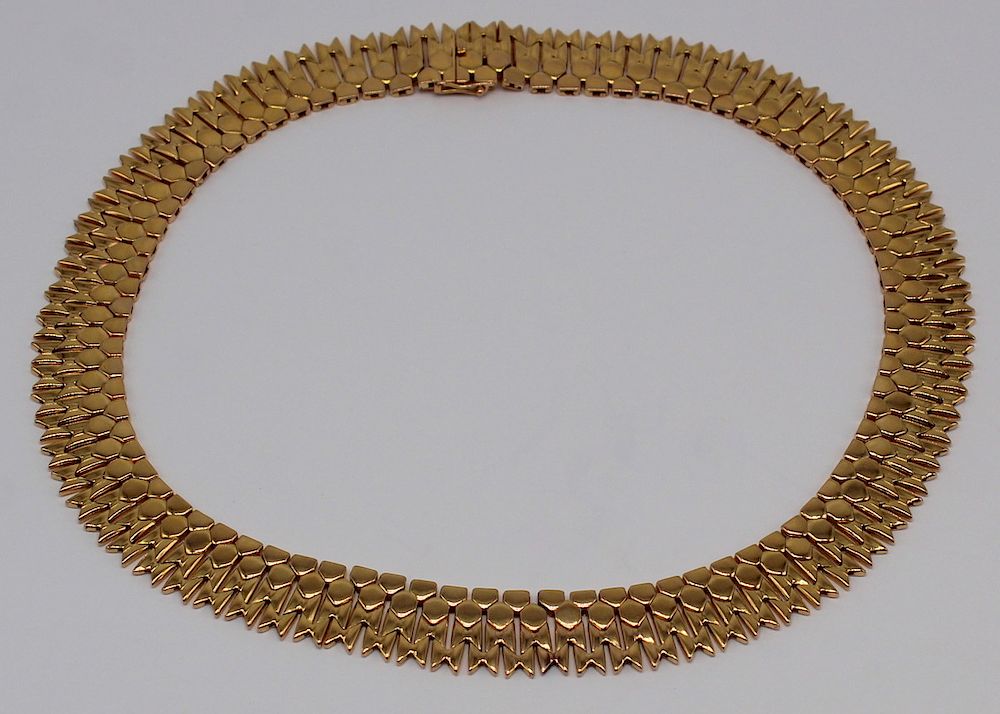 Appraisal: JEWELRY Vintage kt Gold Necklace Vintage kt yellow gold articulated