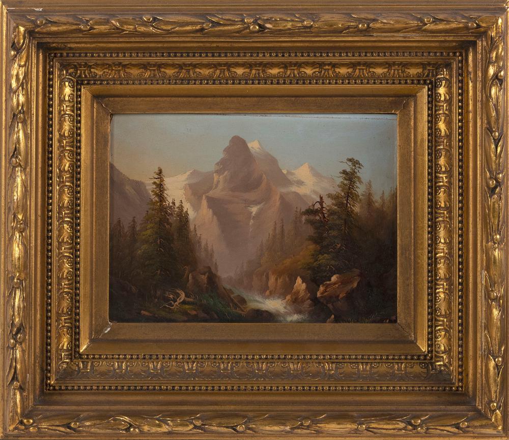 Appraisal: AMERICAN SCHOOL TH CENTURY MAJESTIC MOUNTAIN LANDSCAPE OIL ON BOARD