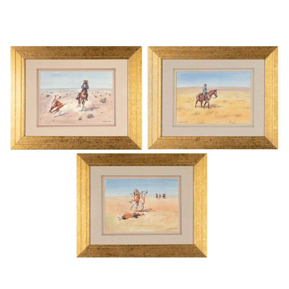 Appraisal: Leonard Reedy Group of Three Watercolors Leonard Reedy - Group