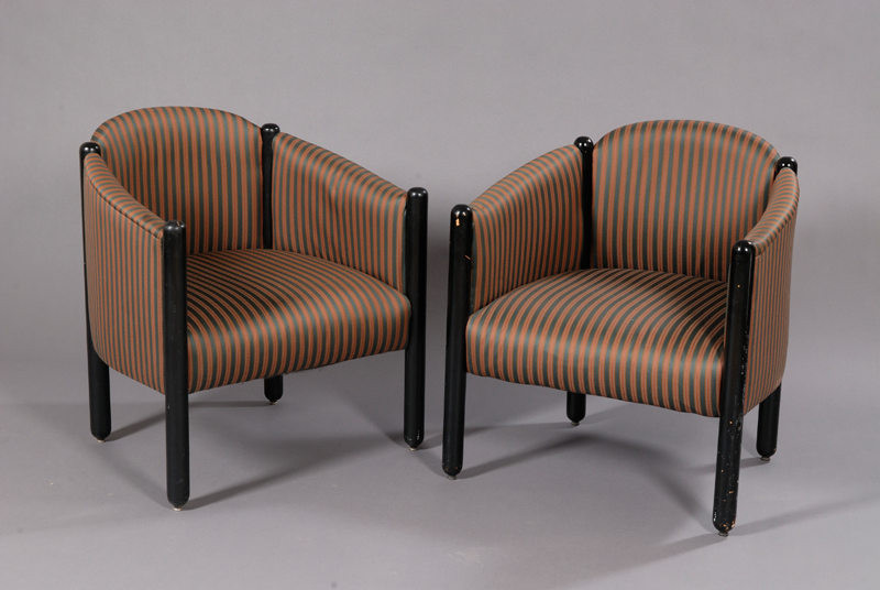 Appraisal: Two Barrel-back Guest Chairs Seagram Collection Upholstery and wood Fourth