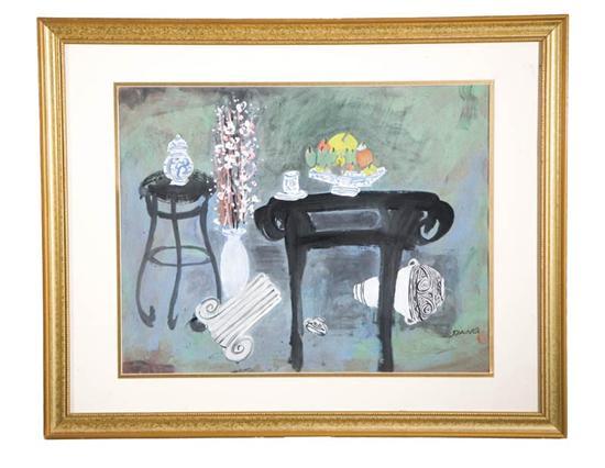 Appraisal: STILL LIFE SIGNED SIANG ASIAN TH CENTURY Gouache on paper