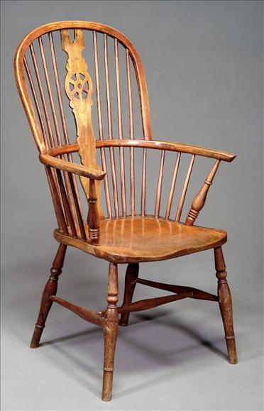 Appraisal: An ash and elm highback Windsor chair second quarter th