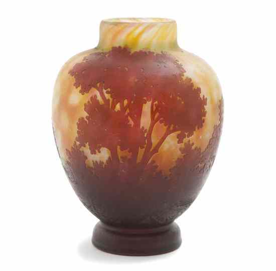 Appraisal: A Daum Cameo Glass Landscape Vase of baluster form with