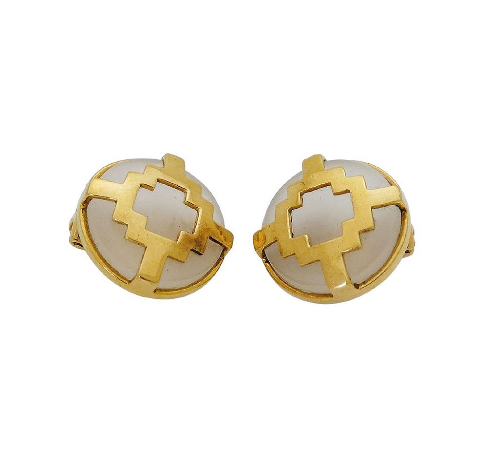 Appraisal: Lalaounis K Yellow Gold Crystal Clip-on Earrings Brand LALAOUNIS Metal