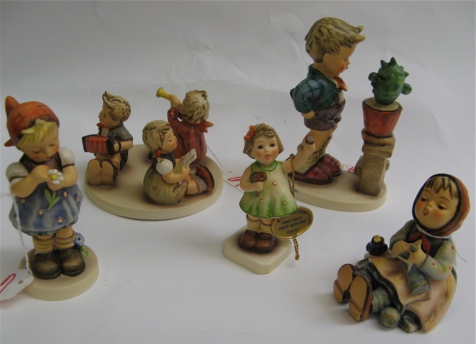 Appraisal: FIVE GERMAN HUMMEL FIGURES Daisies Don't Tell HUM - H