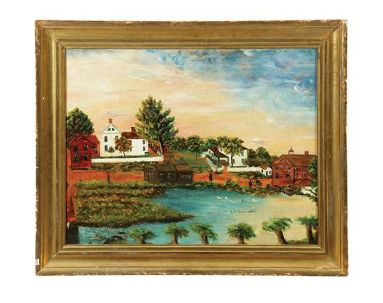 Appraisal: VILLAGE SCENE AMERICAN SCHOOL LATE TH -EARLY TH CENTURY Oil