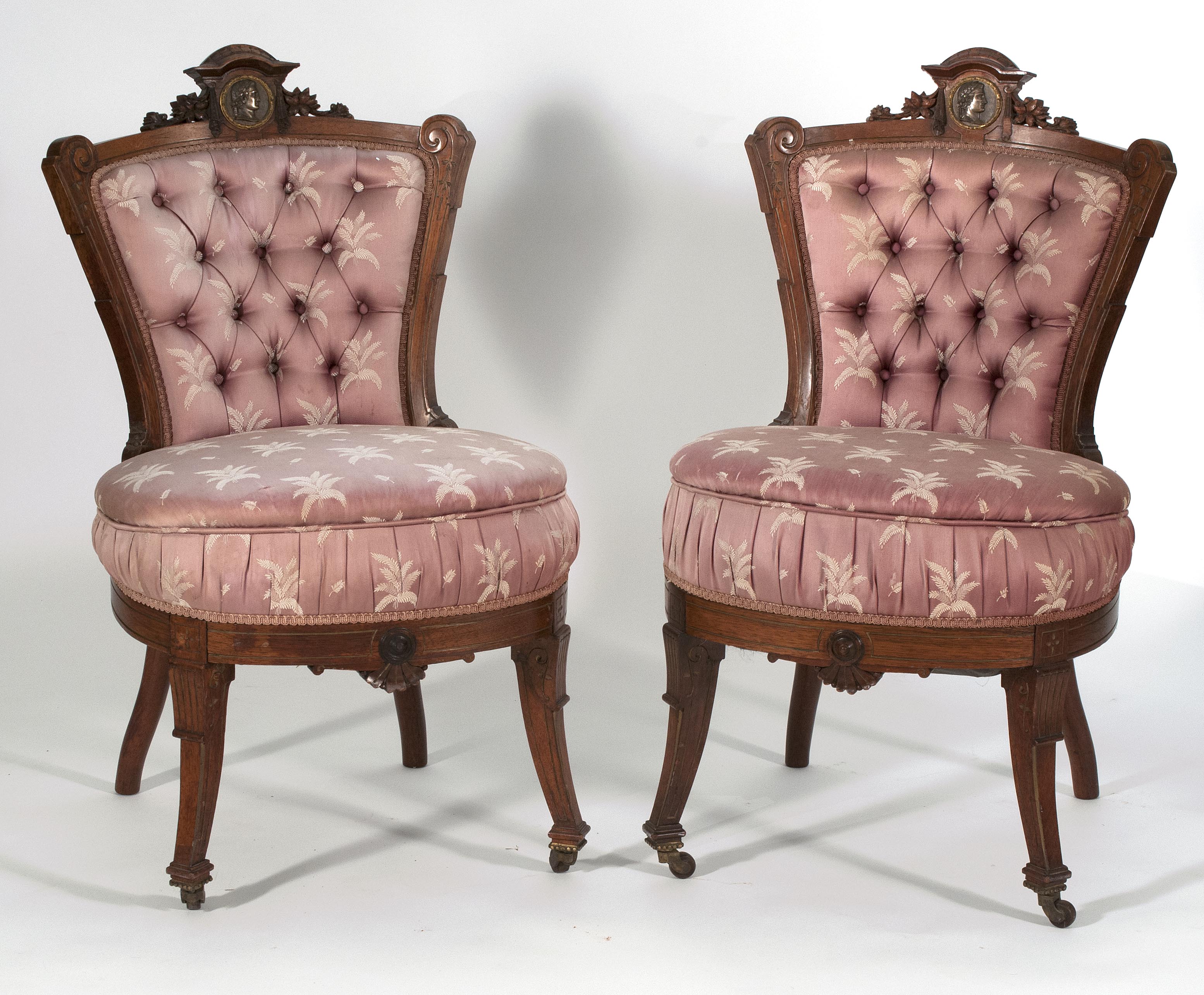 Appraisal: PAIR OF VICTORIAN PARLOR SIDE CHAIRS Mid- th CenturyAttributed to