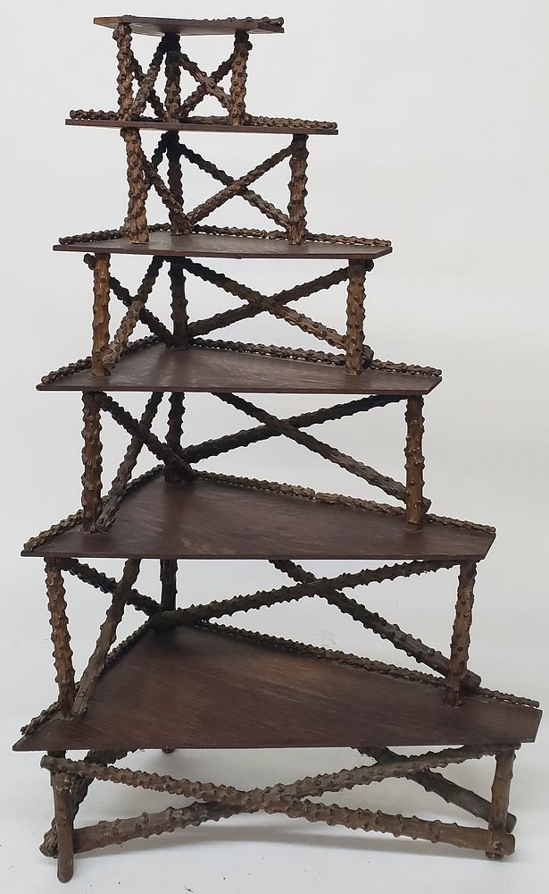 Appraisal: Vintage Six Tier Folk Art Branch Work Corner Stand Vintage