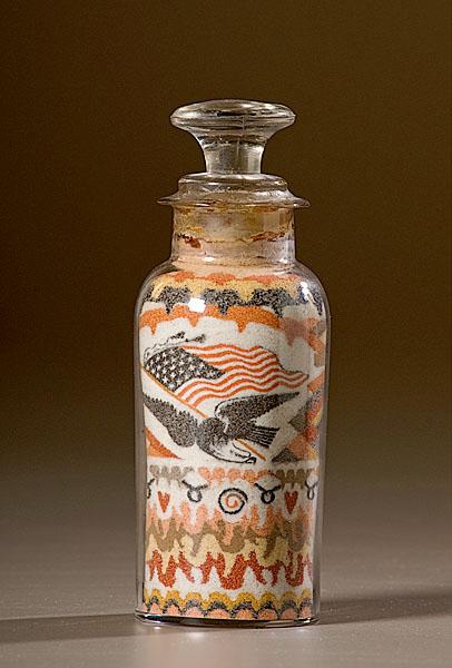 Appraisal: ANDREW CLEMENS SANDBOTTLE WITH PATRIOTIC DECORATION American in sealed apothecary