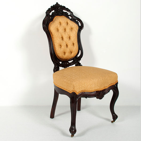 Appraisal: American th century A Rococo Revival side chair of rosewood