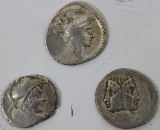 Appraisal: SILVER ANCIENT ROMAN COINS TO INCLUDE A JANUS TWIN APPROXIMATELY