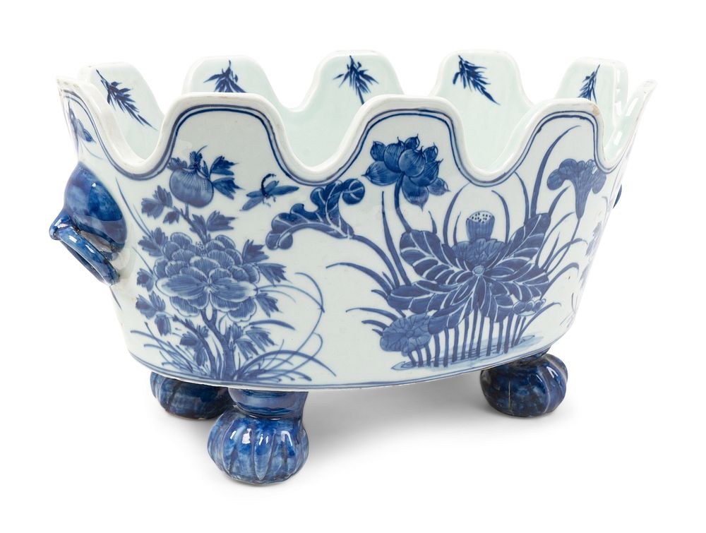 Appraisal: A Chinese Blue and White Porcelain Oval Monteith Height x