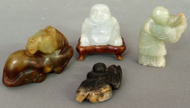 Appraisal: - Four small Chinese carved jade figures to incl a