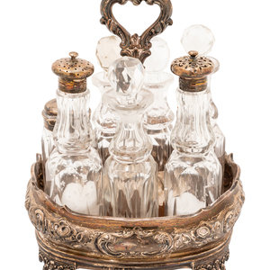 Appraisal: An English Silver Cruet Set having seven cut glass shakers