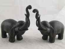 Appraisal: A pair of bronze models of trumpeting elephants and cm