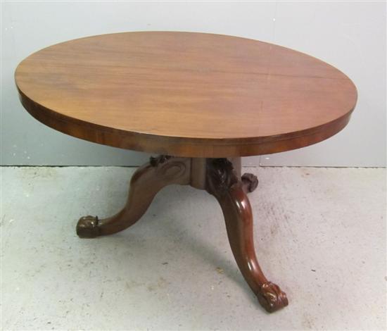 Appraisal: Victorian mahogany tilt top round breakfast table on turned supports