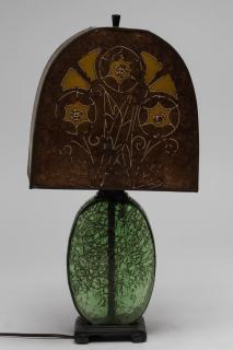 Appraisal: Art Nouveau Art Deco Lamp w Mica Shade ca Antique