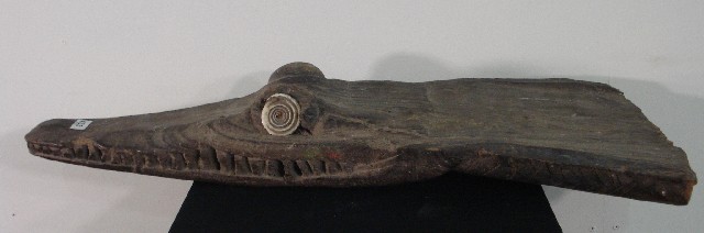 Appraisal: New Guinean Carved Crocodile Head carved wood x x cm