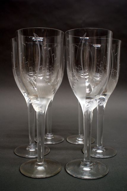 Appraisal: A set of six Lalique 'Angel' wine glasses cm high