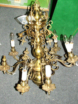 Appraisal: A Dutch style gilt brass eight branch chandelier decorated with