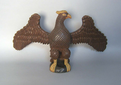 Appraisal: Contemporary carved and painted spread winged eagle in the manner