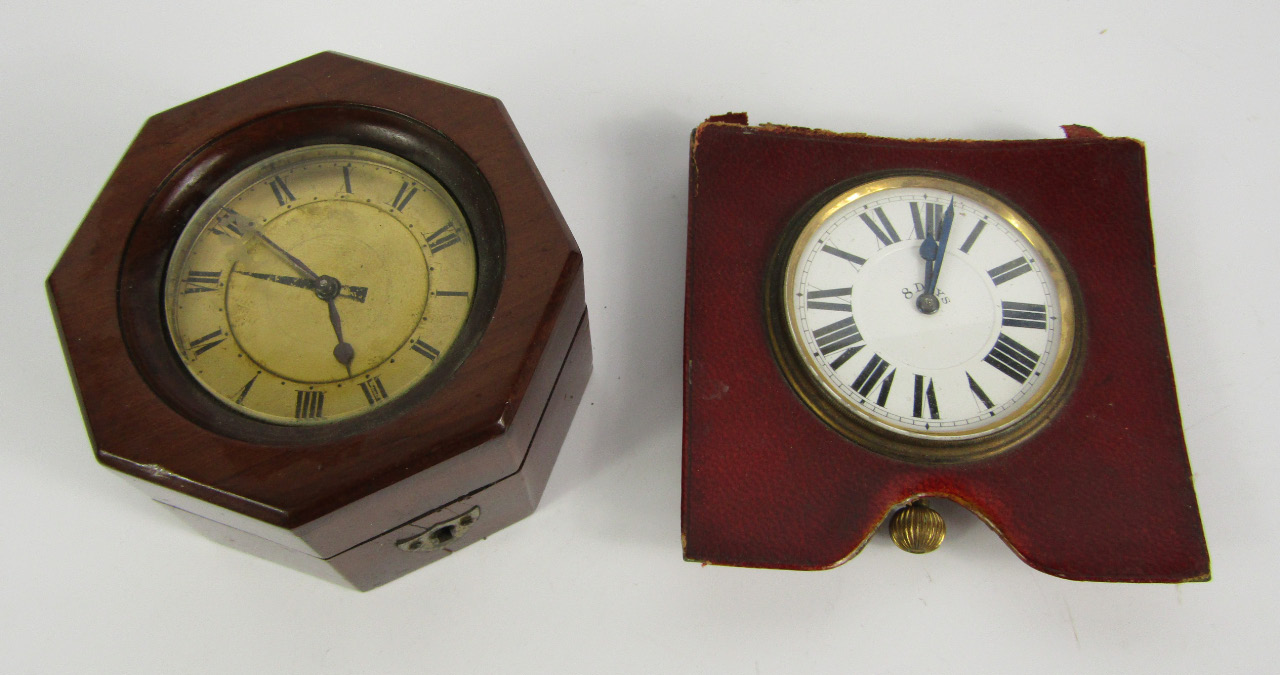 Appraisal: An Edwardian mahogany cased travel clock brass dial bearing Roman