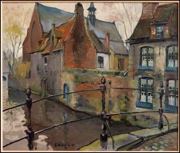 Appraisal: CONSTANTINE KLUGE FRENCH - ALONG THE CANAL Oil on canvas