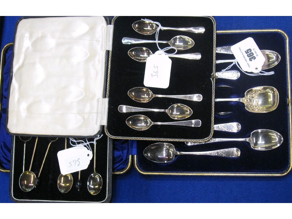 Appraisal: Lot comprising two silver spoon sets and a part silver