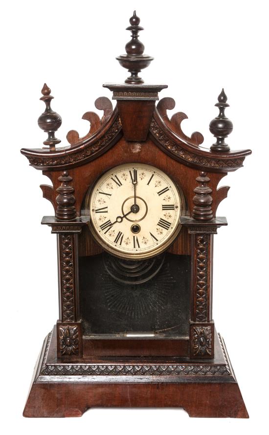 Appraisal: Sale Lot A Victorian Walnut Bracket Clock having a peaked