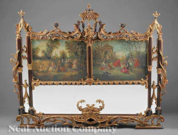 Appraisal: A George III-Style Painted and Parcel Gilt Mirror in the