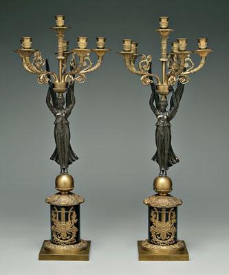 Appraisal: Pair French Empire candelabra gilt and patinated bronze each with