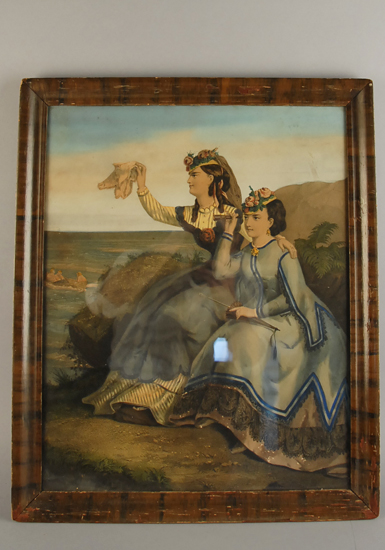 Appraisal: Victorian Print of Two Young Ladies by the Seashore Some