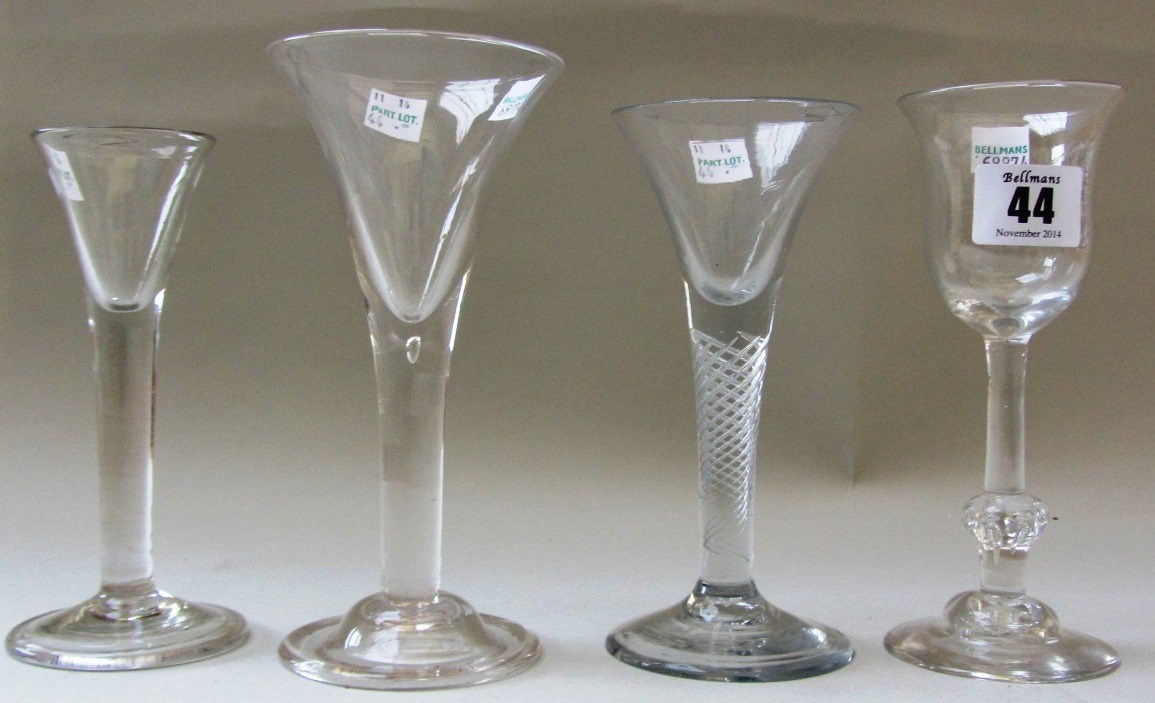 Appraisal: A group of four wine glasses mid th century and