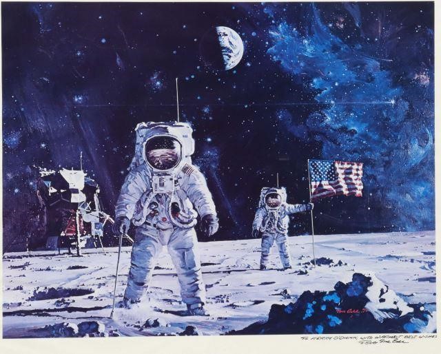 Appraisal: Framed offset print on paper First Men on the Moon