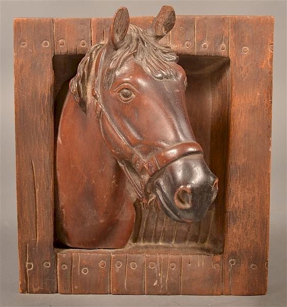 Appraisal: Vintage Carved Wood Horse Head Wall Plaque Vintage Carved Wood