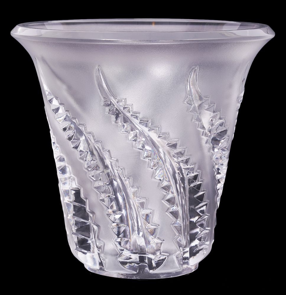 Appraisal: Lalique Lobelia Fern Leaf Vase Lalique Lobelia Fern Vase in