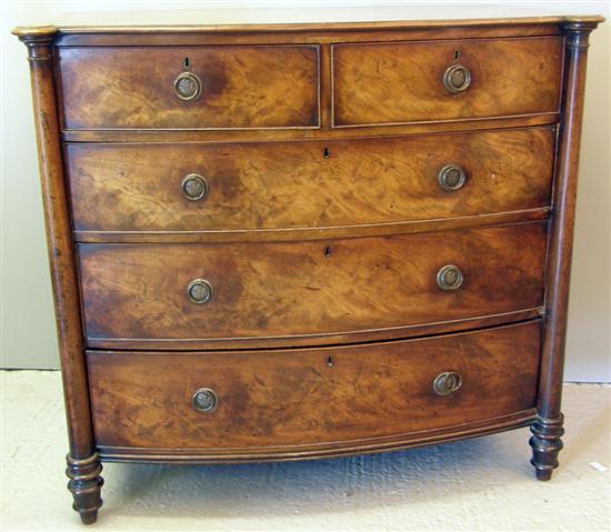 Appraisal: th century mahogany bow fronted chest of two short and