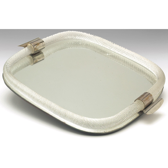 Appraisal: Venini mirrored tray square from with twisted glass border and