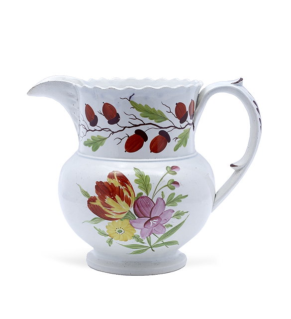 Appraisal: An English creamware jugcirca with painted spray of flowers and