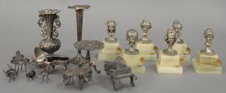 Appraisal: Group of silver miniature pieces including two sterling pianos filigree