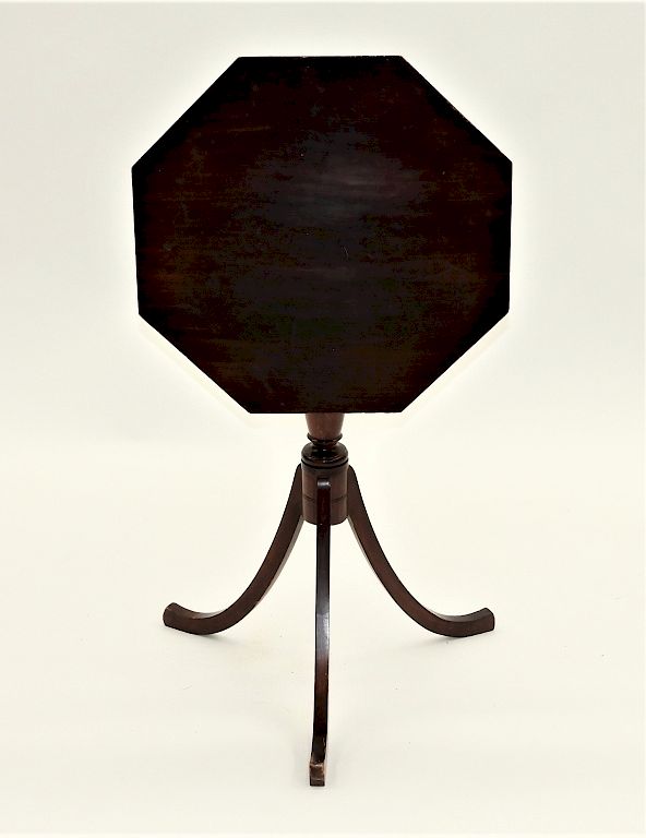 Appraisal: New England Grain Painted Mahogany Candlestand New England Circa Octagonal