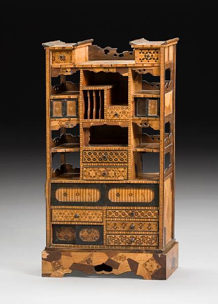 Appraisal: A French Aesthetic marquetry officer's chest third quarter th century