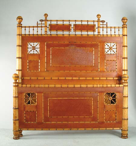 Appraisal: TWO PIECE BAMBOO STYLE BEDROOM SET Attributed to Horner Furniture