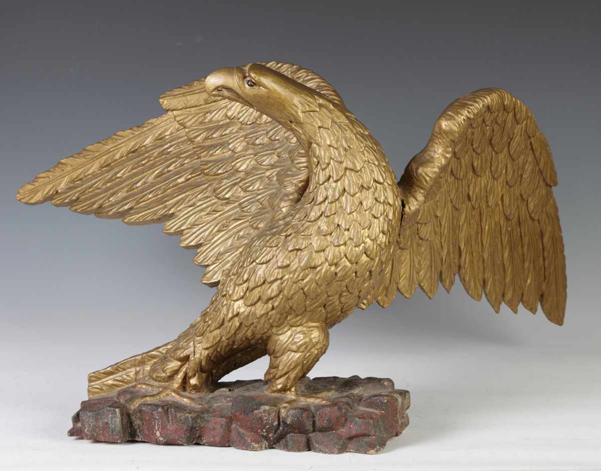 Appraisal: Early th Cent Carved Gilded American Eagle Condition Old paint