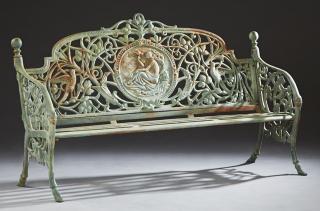 Appraisal: Cast Iron Classical Style Garden Bench th c t Cast