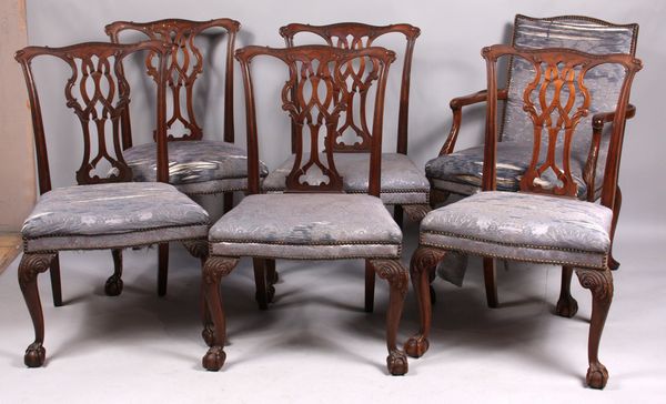 Appraisal: Twelve th Century Chippendale mahogany dining chairs with carved legs