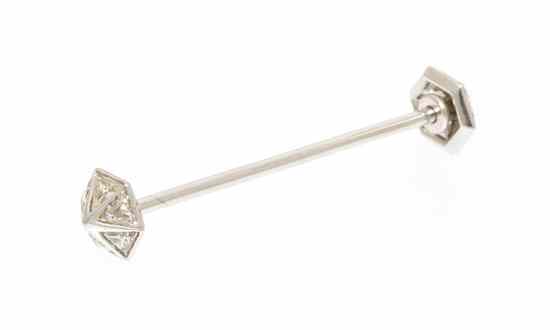 Appraisal: A Vintage Platinum and Diamond Collar Pin containing triangular brilliant